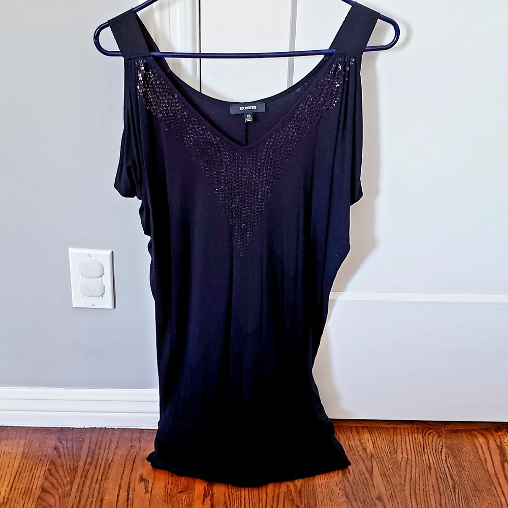 Express Black Sequined Mini Dress